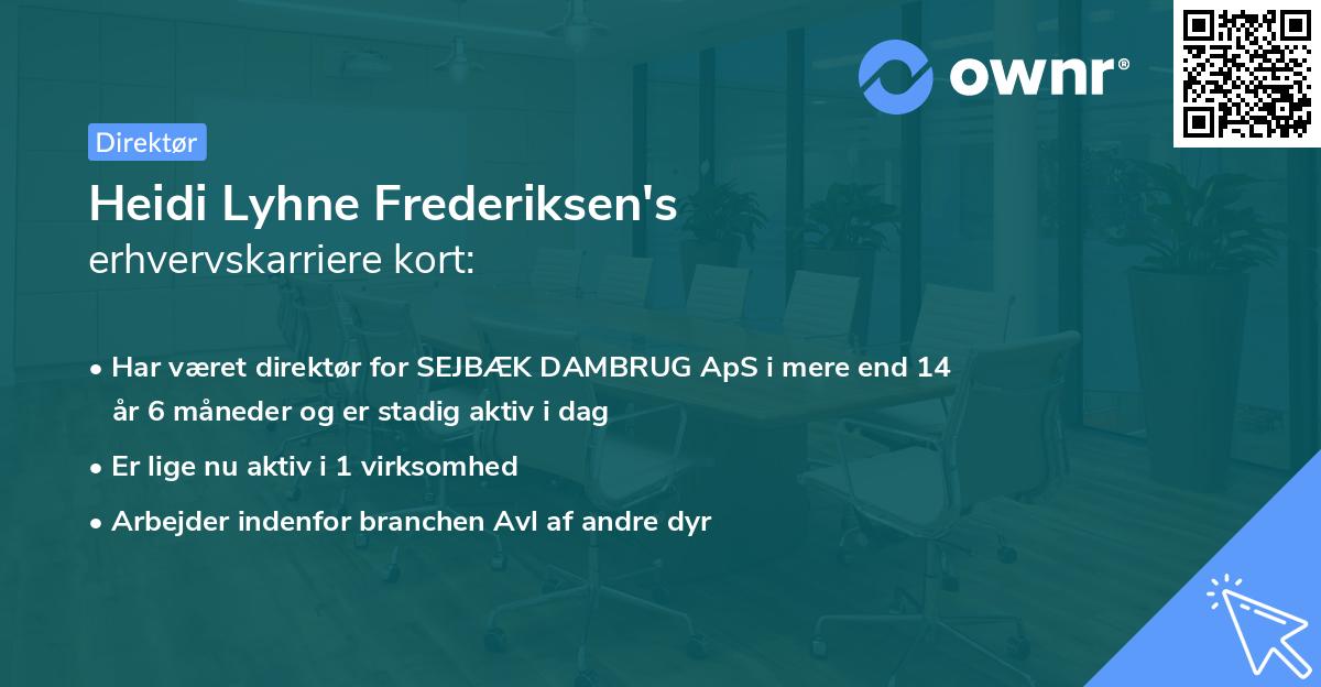 Heidi Lyhne Frederiksen's erhvervskarriere kort