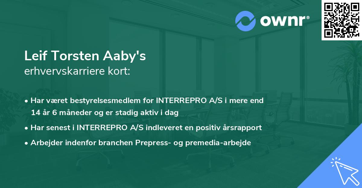 Leif Torsten Aaby's erhvervskarriere kort