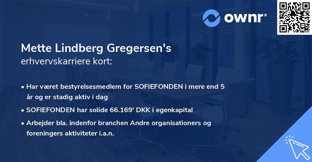 Mette Lindberg Gregersen's erhvervskarriere kort