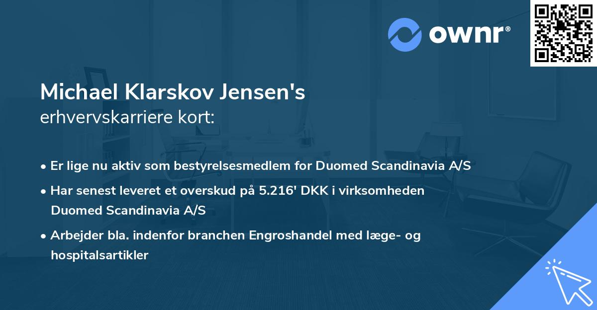 Michael Klarskov Jensen's erhvervskarriere kort