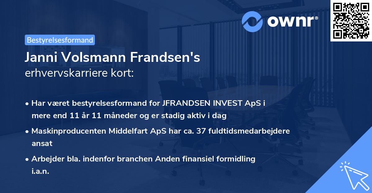 Janni Volsmann Frandsen's erhvervskarriere kort