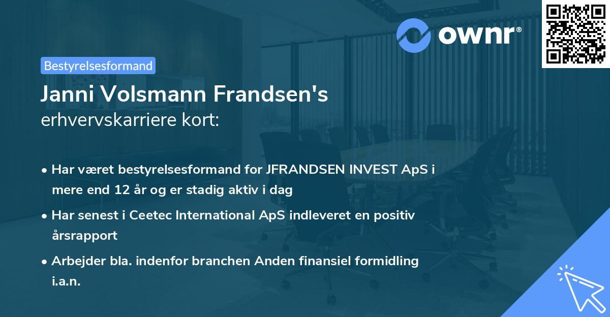 Janni Volsmann Frandsen's erhvervskarriere kort