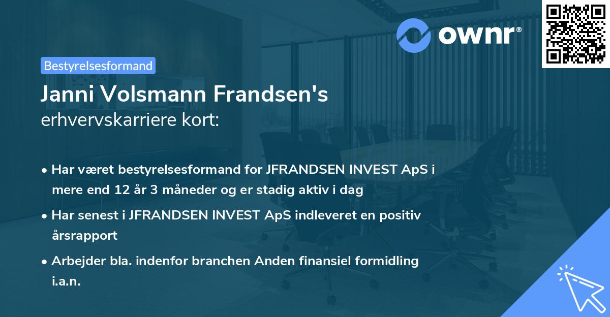 Janni Volsmann Frandsen's erhvervskarriere kort