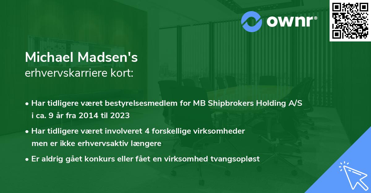 Michael Madsen's erhvervskarriere kort