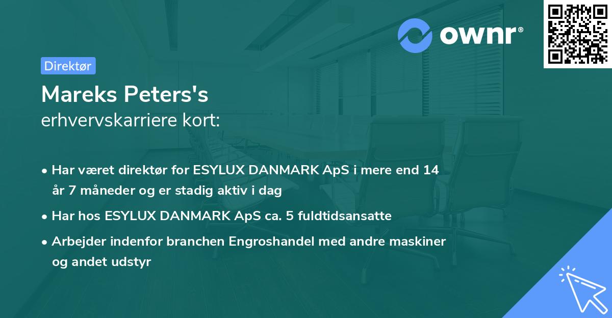 Mareks Peters's erhvervskarriere kort