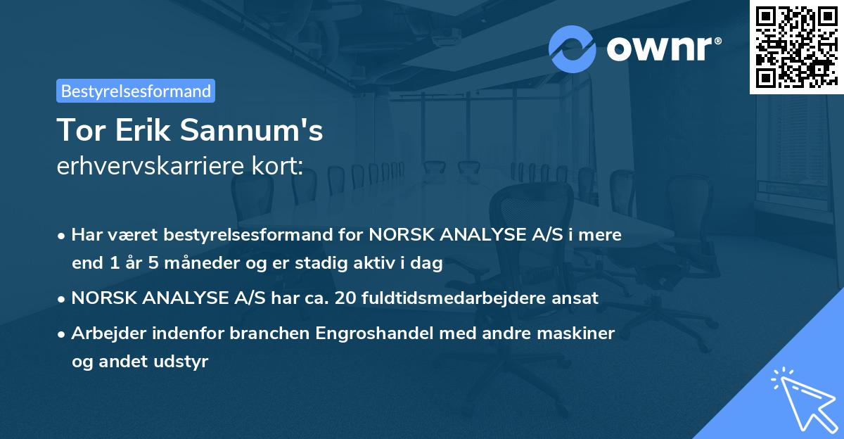 Tor Erik Sannum's erhvervskarriere kort