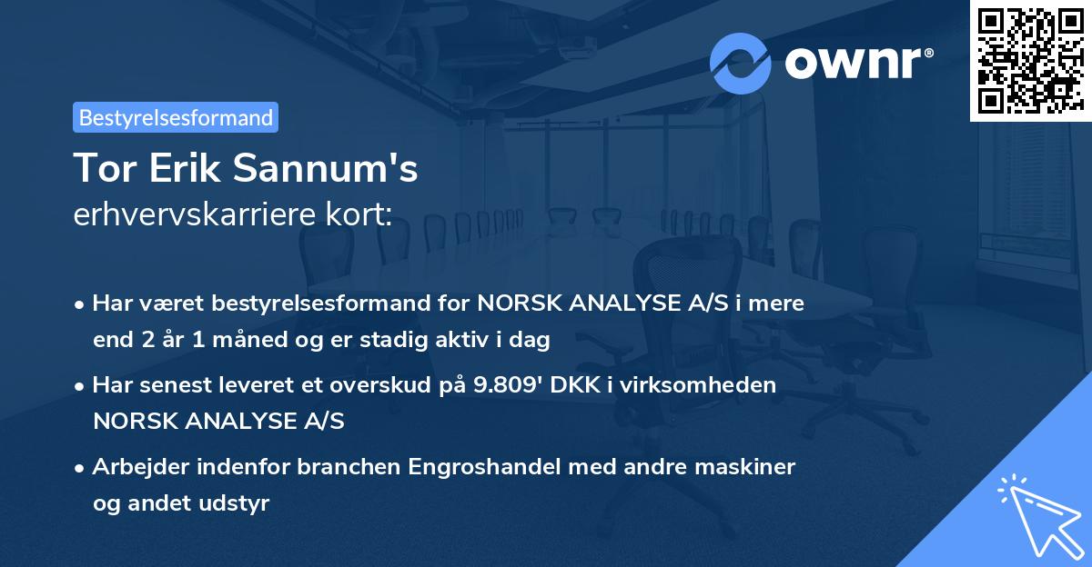 Tor Erik Sannum's erhvervskarriere kort