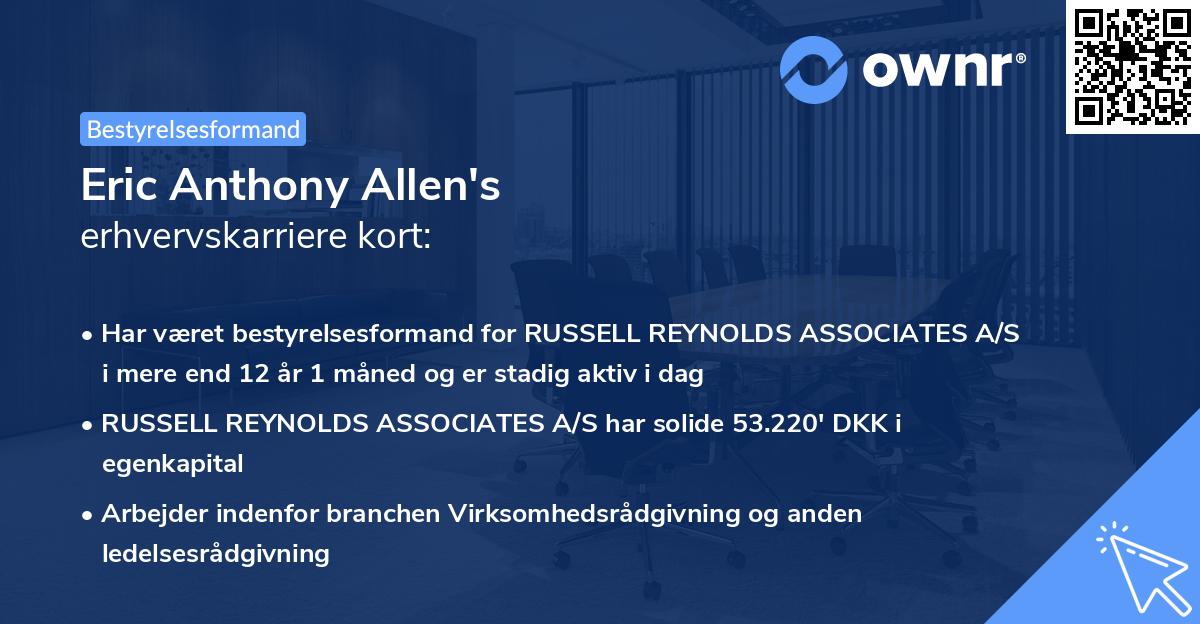 Eric Anthony Allen's erhvervskarriere kort