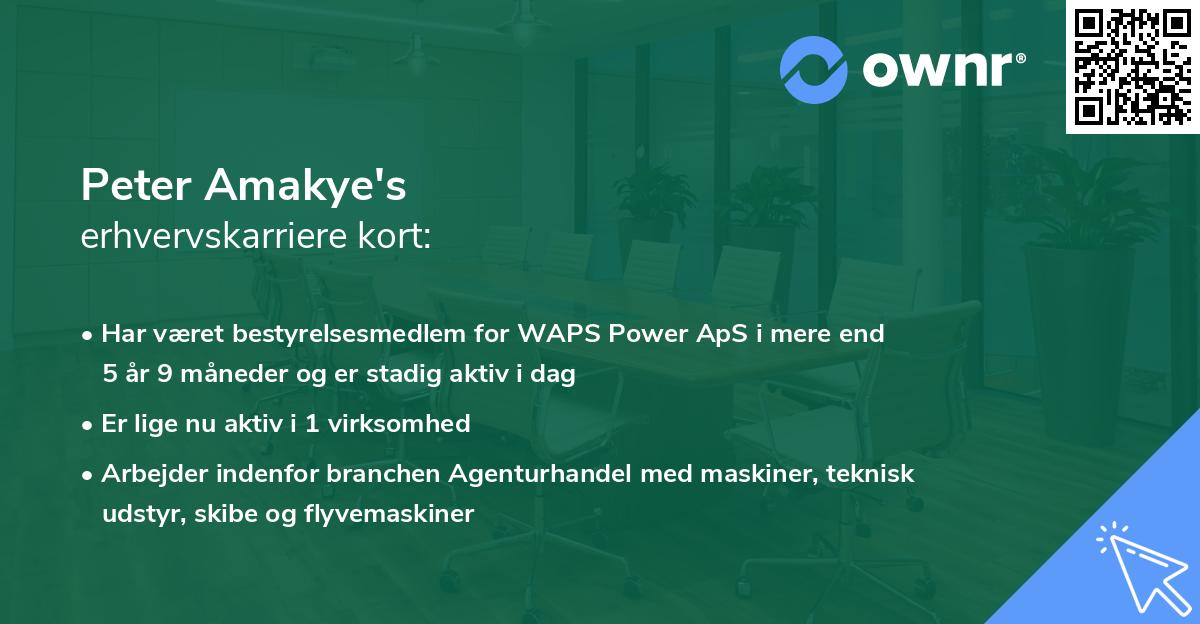 Peter Amakye's erhvervskarriere kort