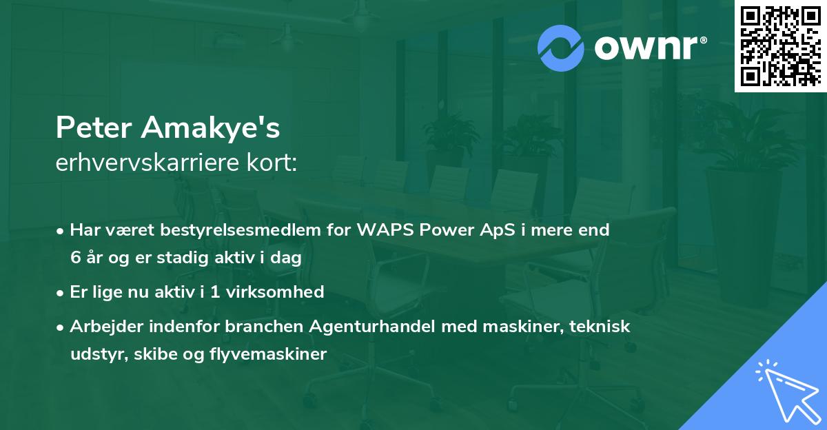 Peter Amakye's erhvervskarriere kort