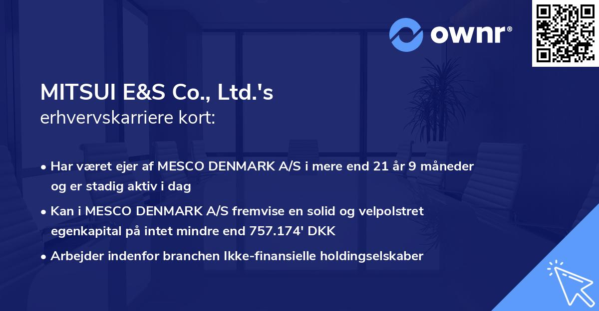 MITSUI E&S Co., Ltd.'s erhvervskarriere kort