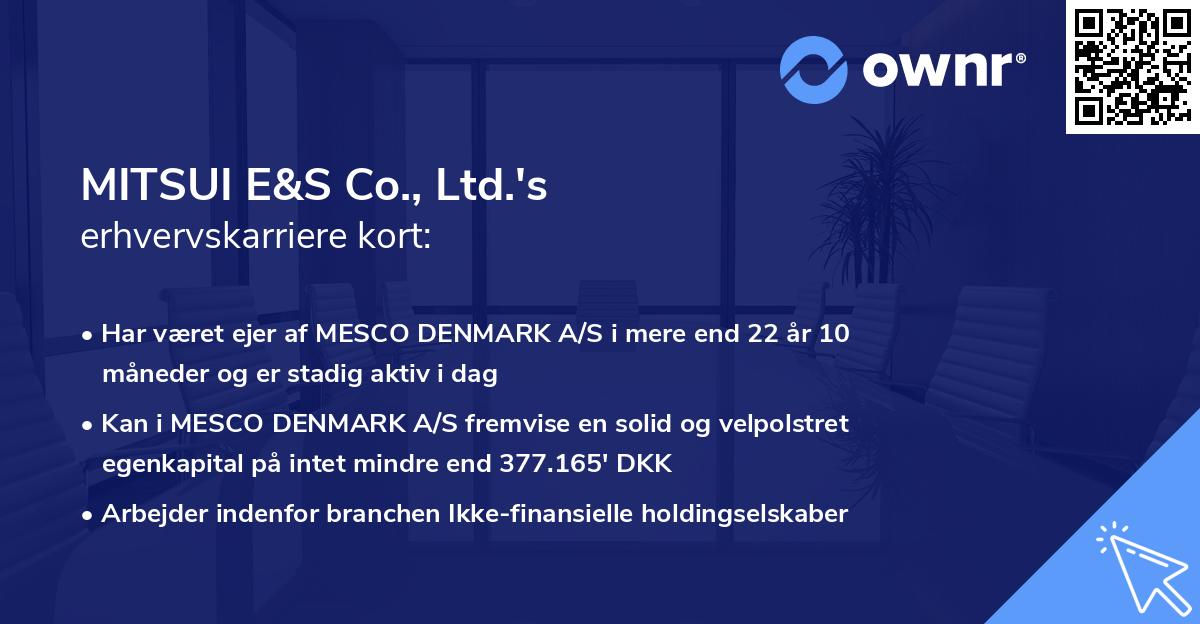 MITSUI E&S Co., Ltd.'s erhvervskarriere kort