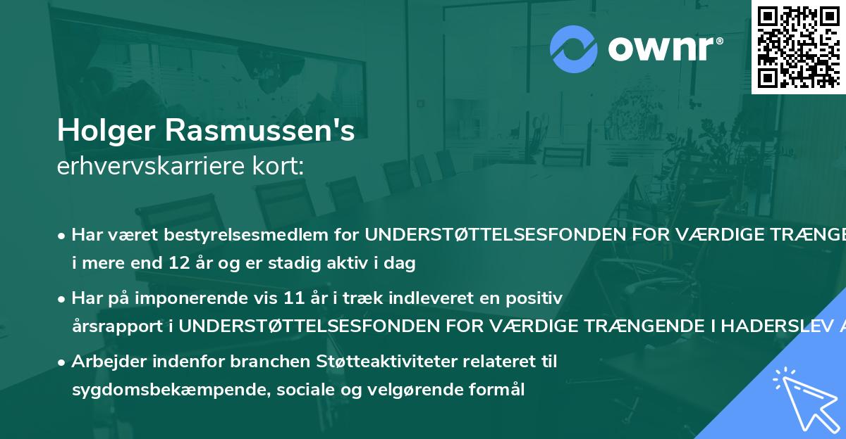 Holger Rasmussen's erhvervskarriere kort