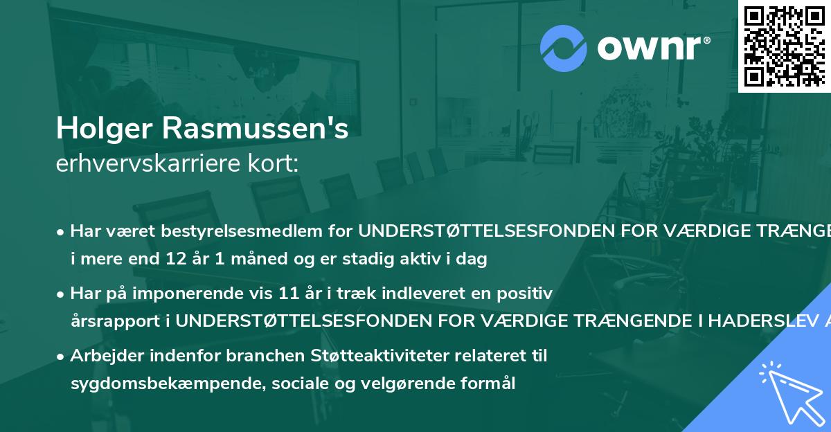 Holger Rasmussen's erhvervskarriere kort
