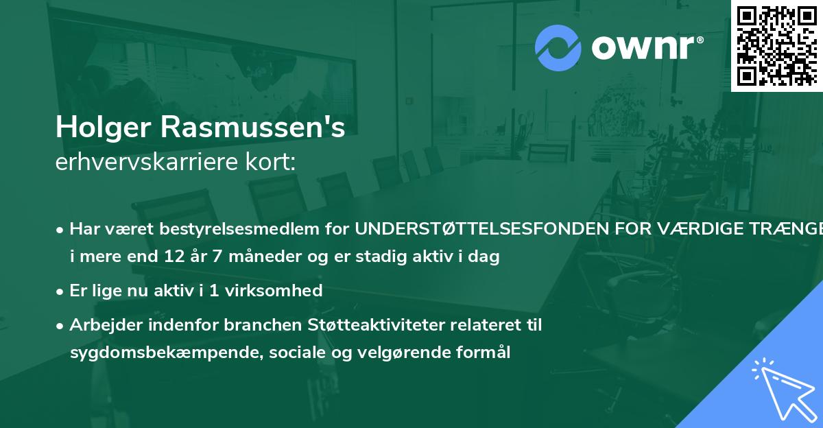 Holger Rasmussen's erhvervskarriere kort