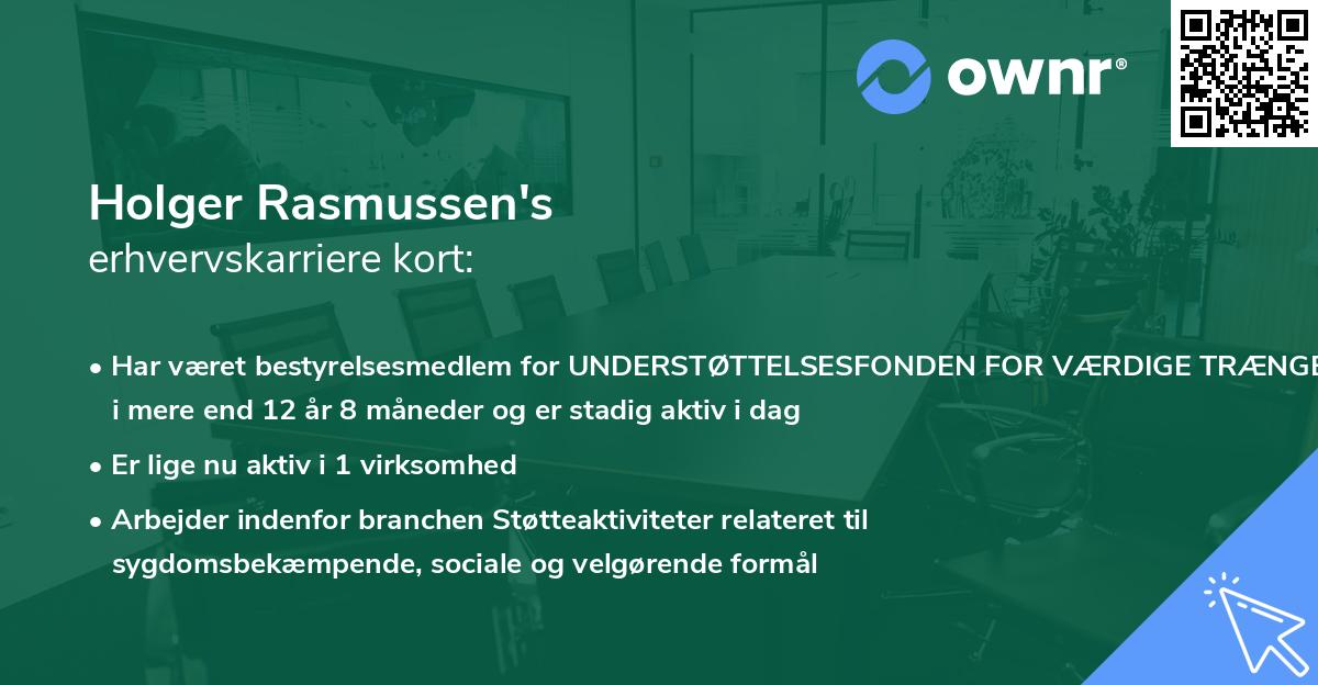 Holger Rasmussen's erhvervskarriere kort