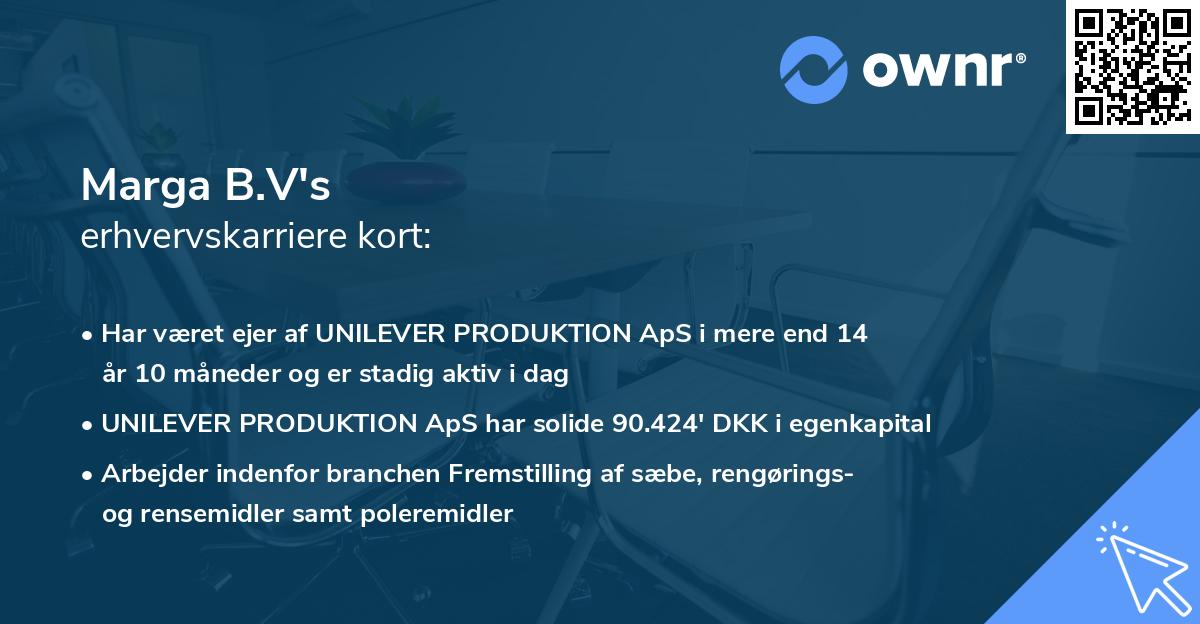 Marga B.V's erhvervskarriere kort
