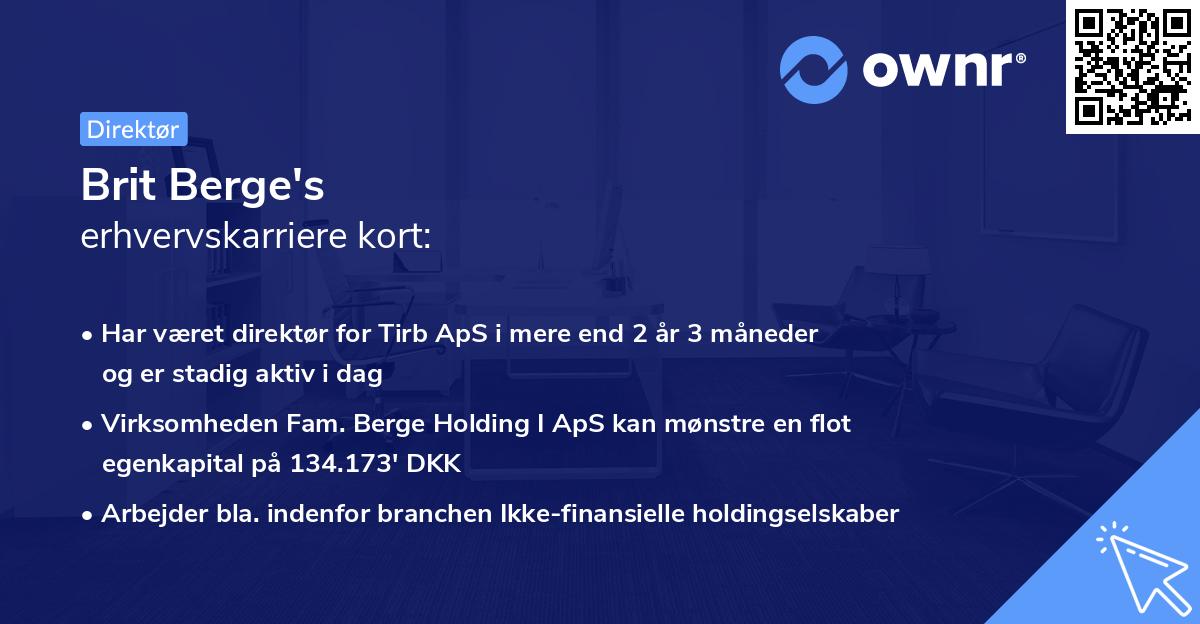 Brit Berge's erhvervskarriere kort