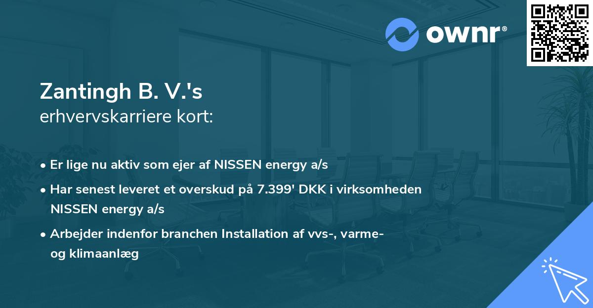Zantingh B. V.'s erhvervskarriere kort