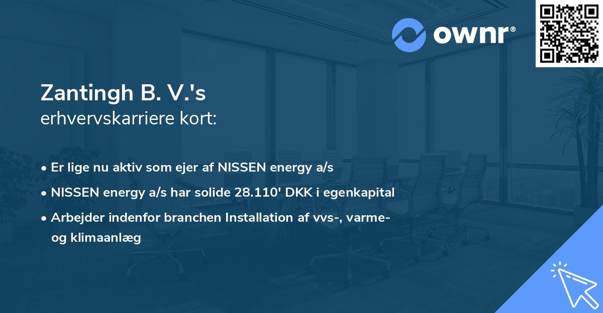 Zantingh B. V.'s erhvervskarriere kort