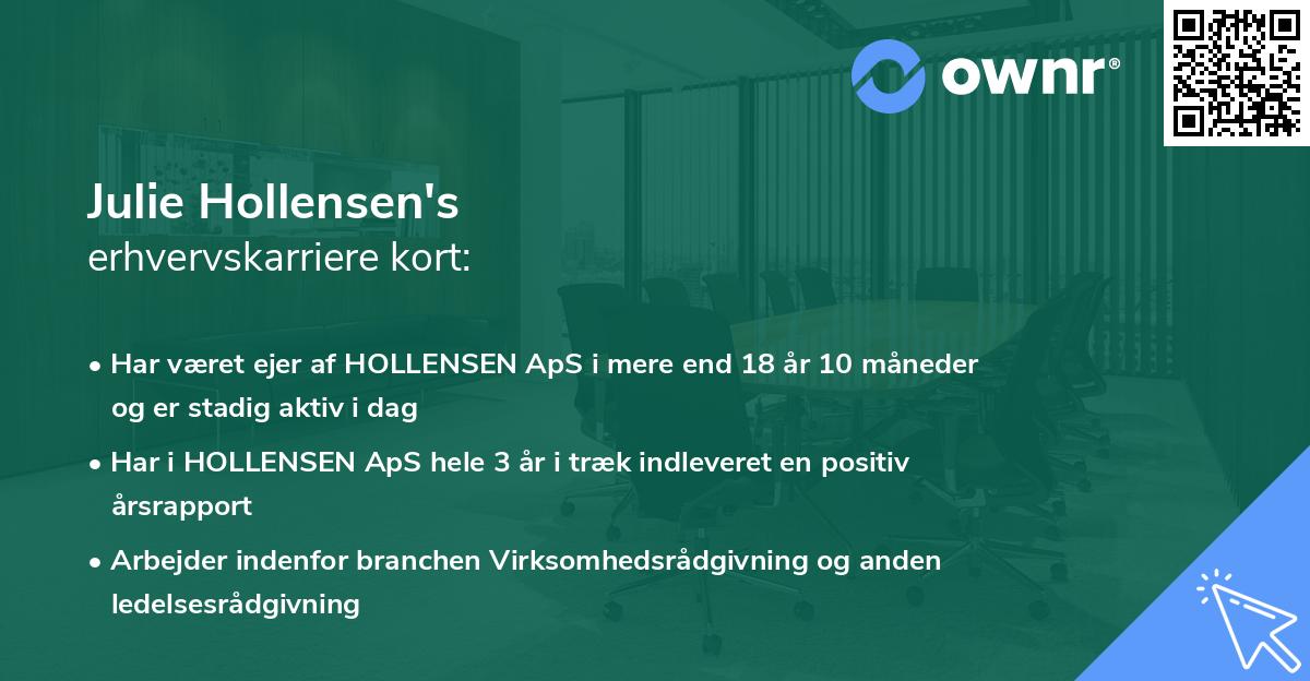 Julie Hollensen's erhvervskarriere kort