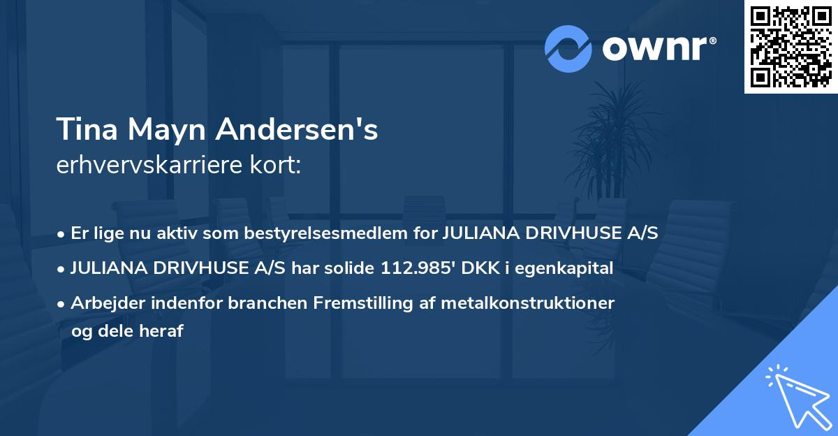 Tina Mayn Andersen's erhvervskarriere kort