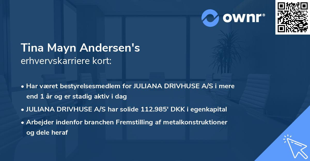 Tina Mayn Andersen's erhvervskarriere kort