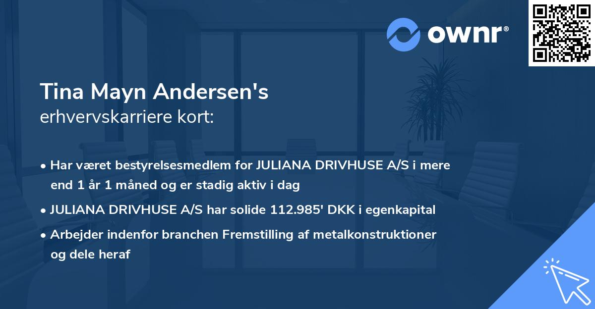 Tina Mayn Andersen's erhvervskarriere kort