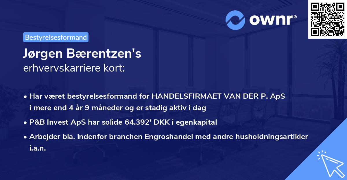 Jørgen Bærentzen's erhvervskarriere kort