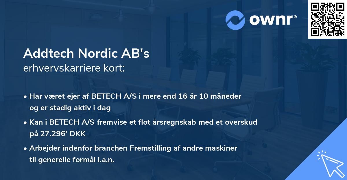 Addtech Nordic AB's erhvervskarriere kort