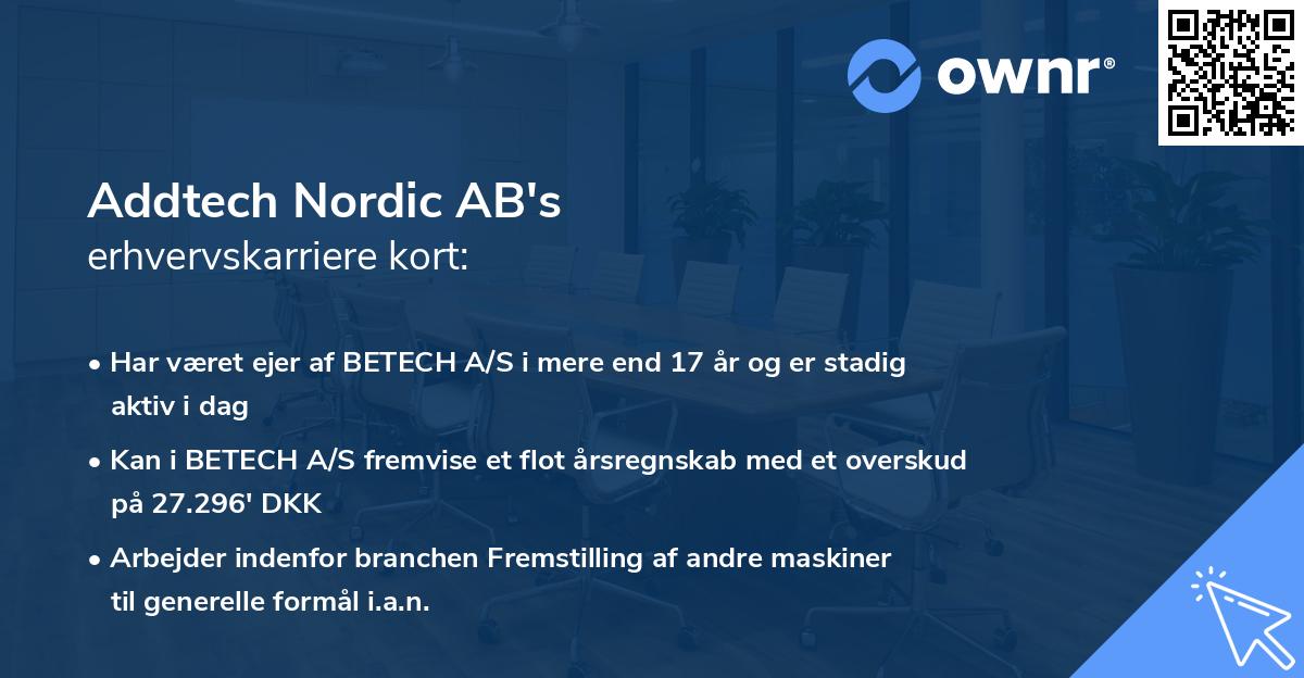Addtech Nordic AB's erhvervskarriere kort