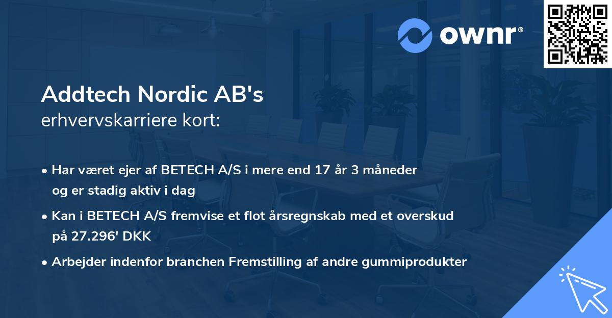 Addtech Nordic AB's erhvervskarriere kort