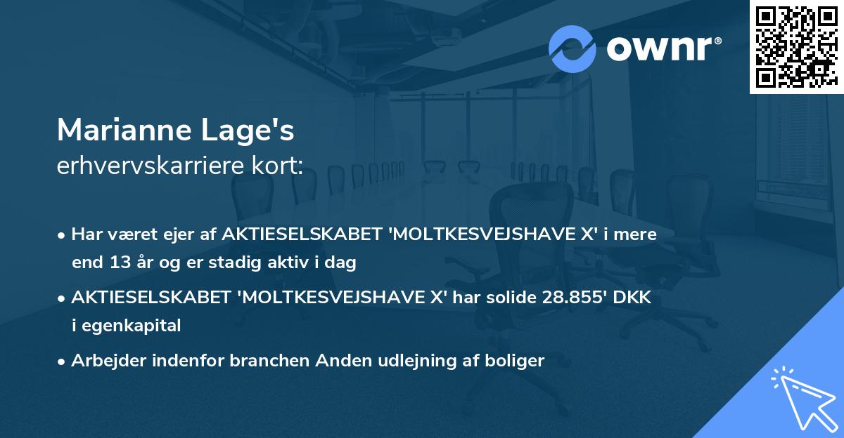 Marianne Lage's erhvervskarriere kort