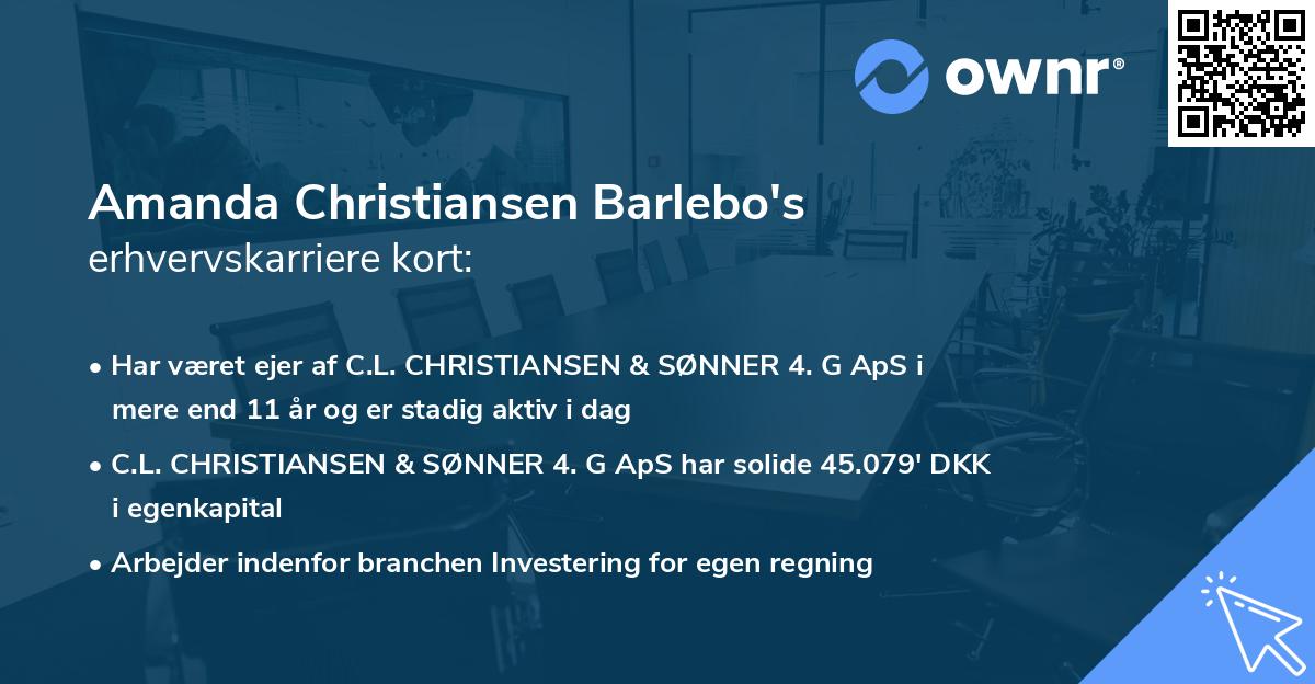 Amanda Christiansen Barlebo's erhvervskarriere kort