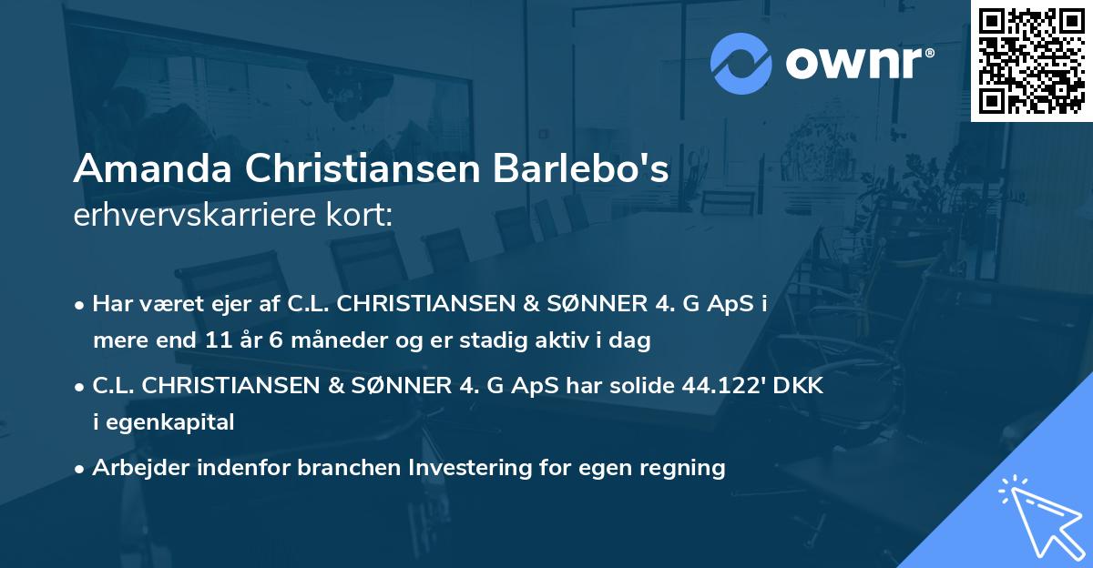 Amanda Christiansen Barlebo's erhvervskarriere kort