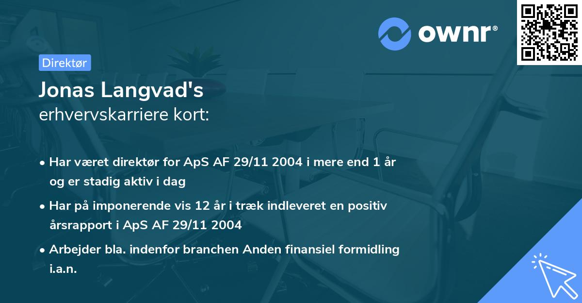 Jonas Langvad's erhvervskarriere kort