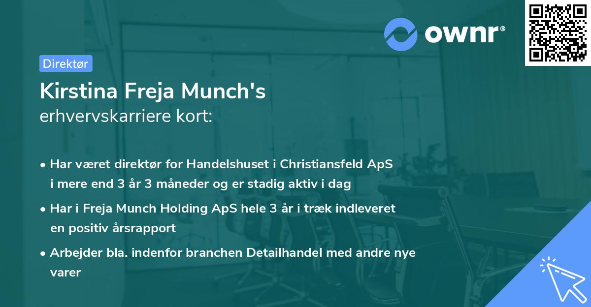 Kirstina Freja Munch's erhvervskarriere kort