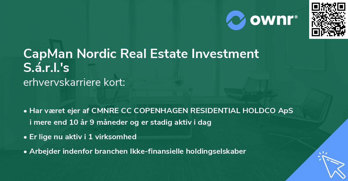 CapMan Nordic Real Estate Investment S.á.r.l.'s erhvervskarriere kort