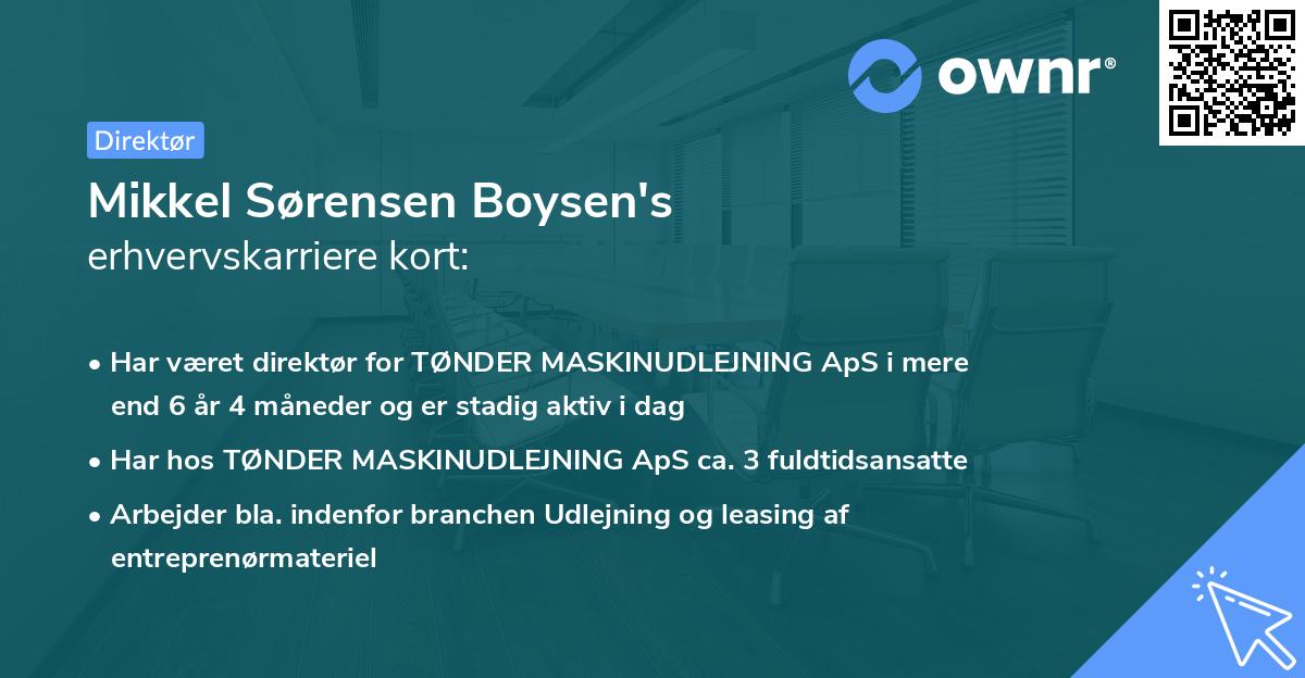 Mikkel Sørensen Boysen's erhvervskarriere kort