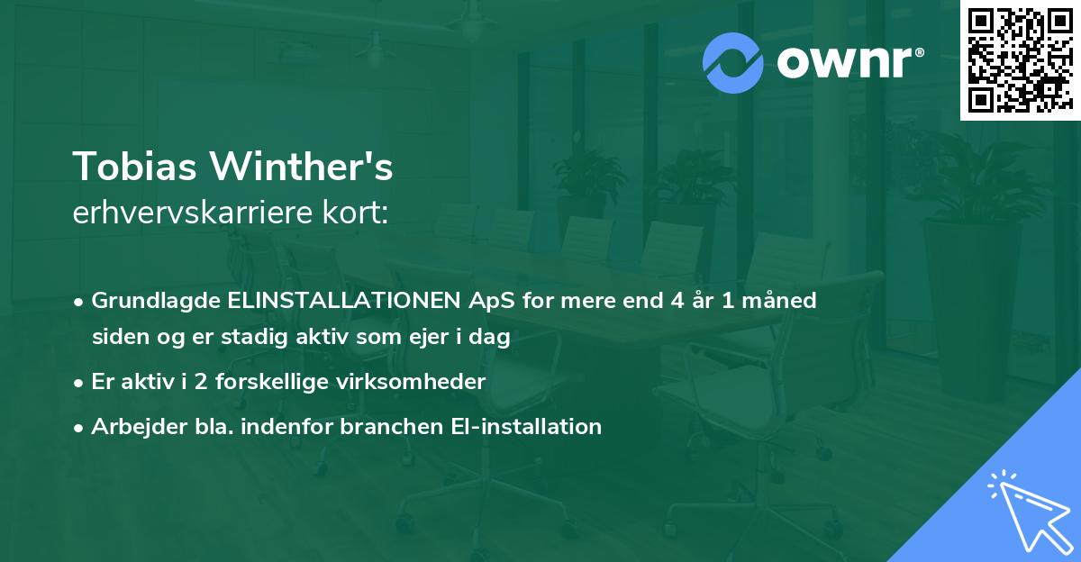 Tobias Winther's erhvervskarriere kort