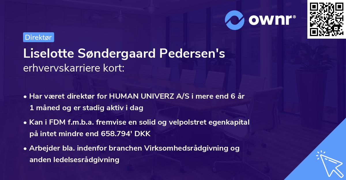 Liselotte Søndergaard Pedersen's erhvervskarriere kort