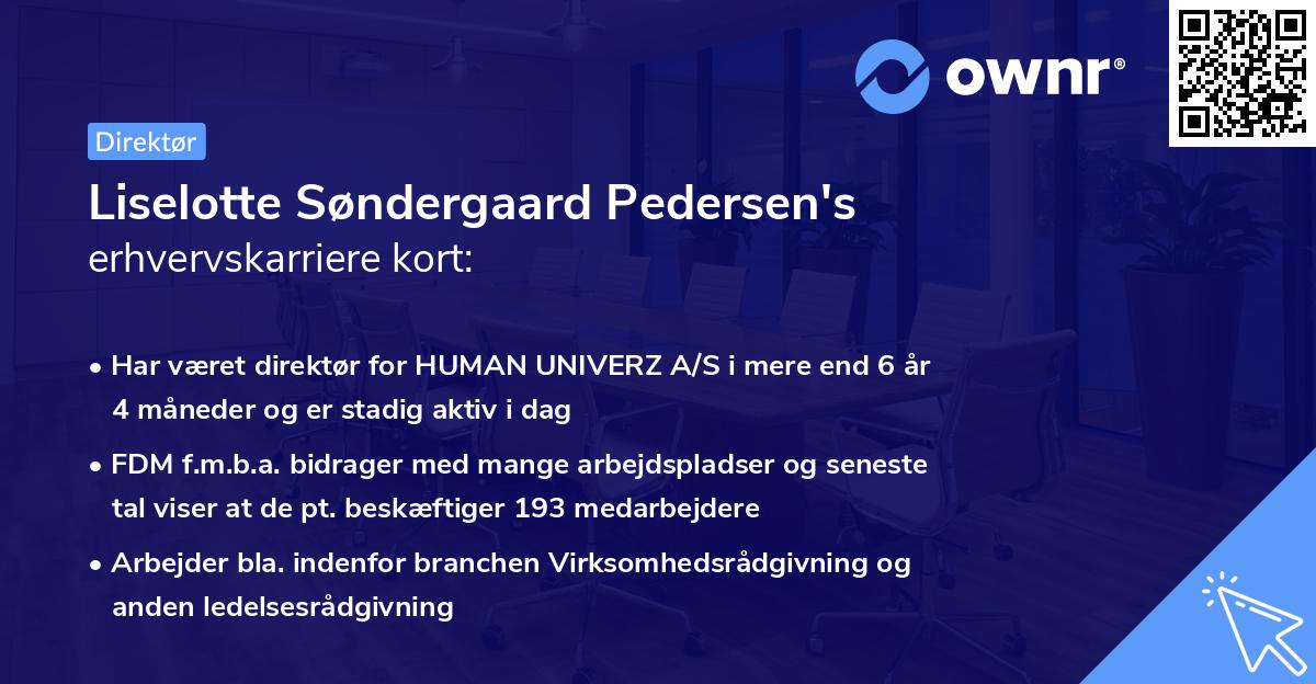 Liselotte Søndergaard Pedersen's erhvervskarriere kort