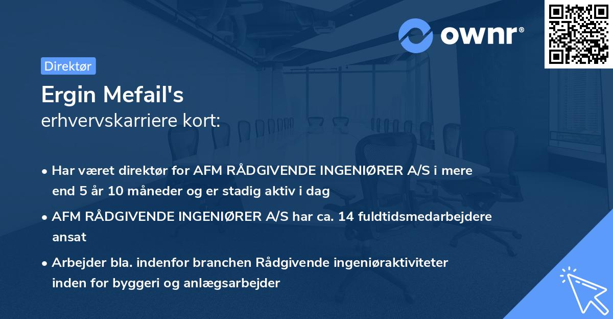 Ergin Mefail's erhvervskarriere kort