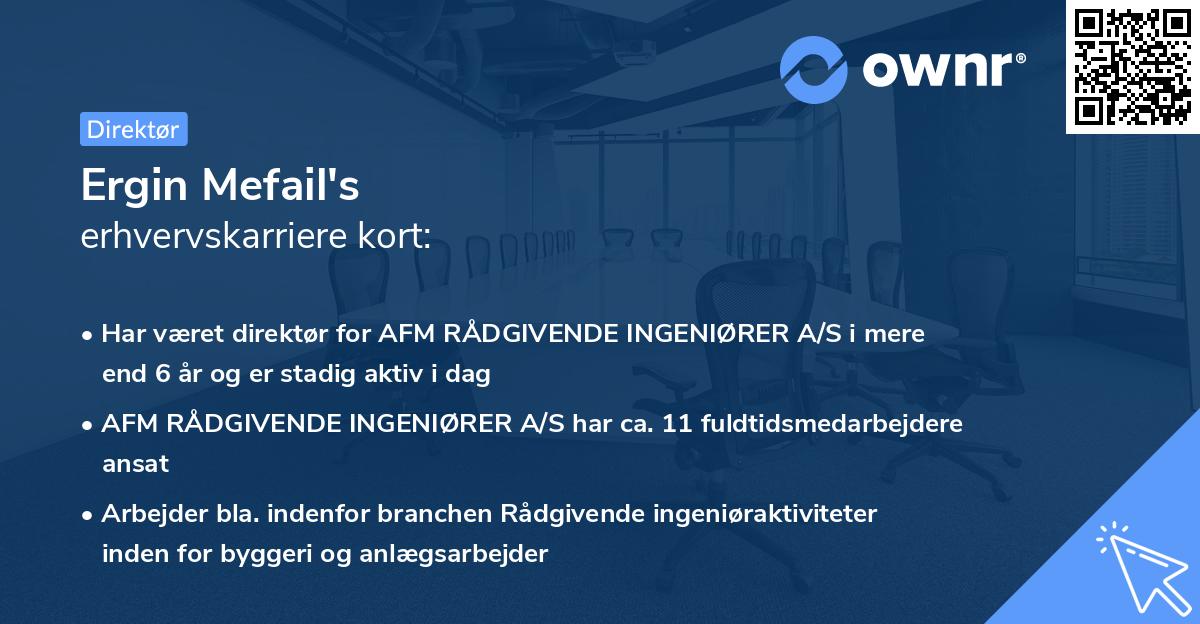 Ergin Mefail's erhvervskarriere kort