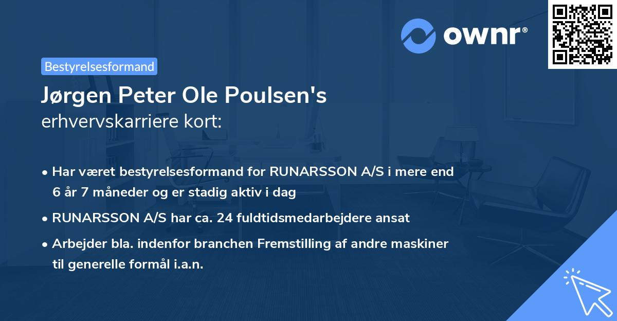 Jørgen Peter Ole Poulsen's erhvervskarriere kort