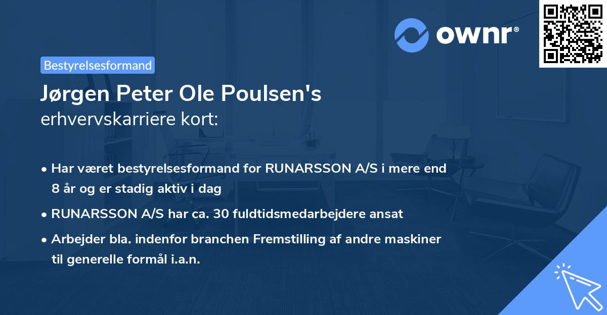 Jørgen Peter Ole Poulsen's erhvervskarriere kort