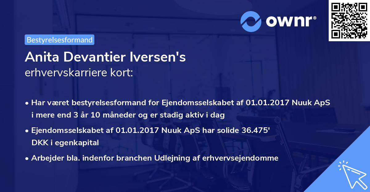 Anita Devantier Iversen's erhvervskarriere kort