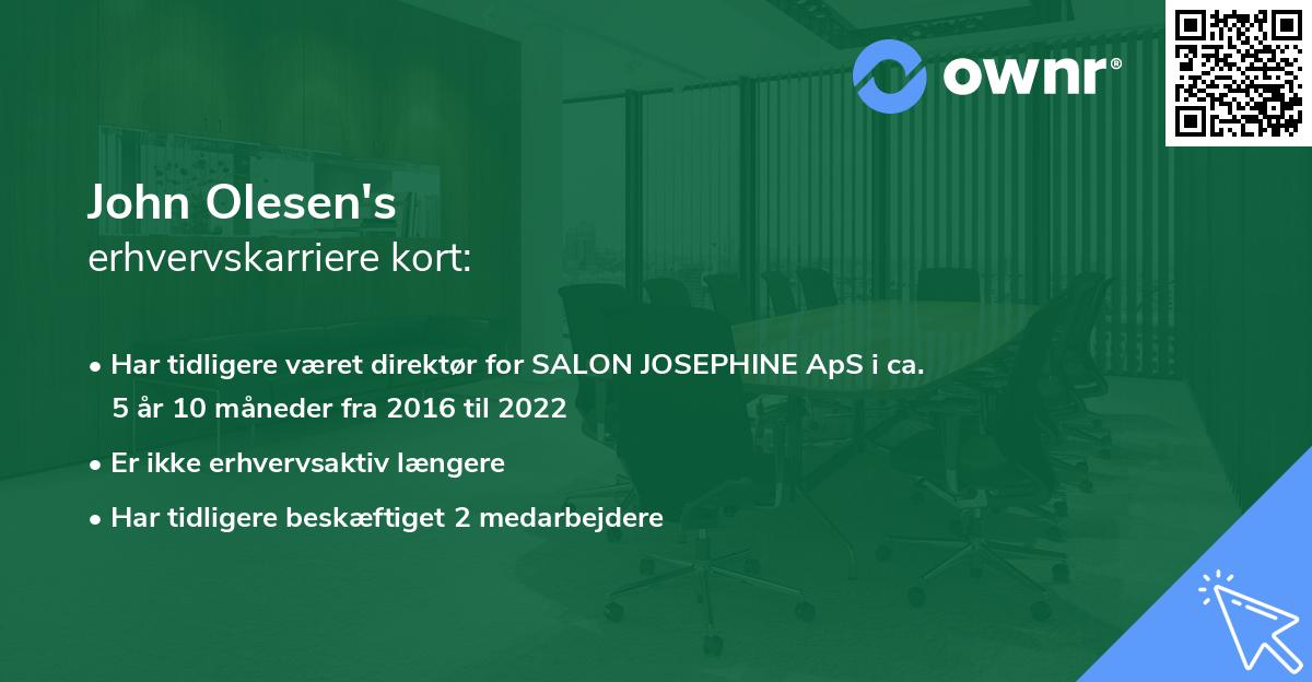 John Olesen's erhvervskarriere kort