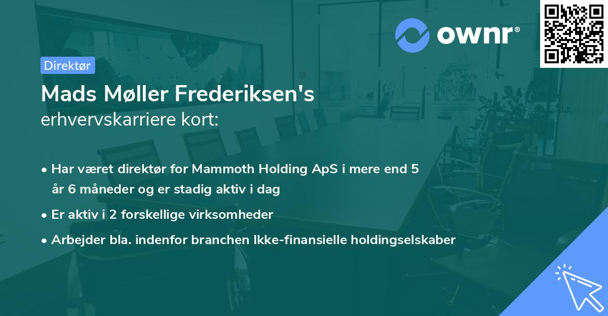 Mads Møller Frederiksen's erhvervskarriere kort