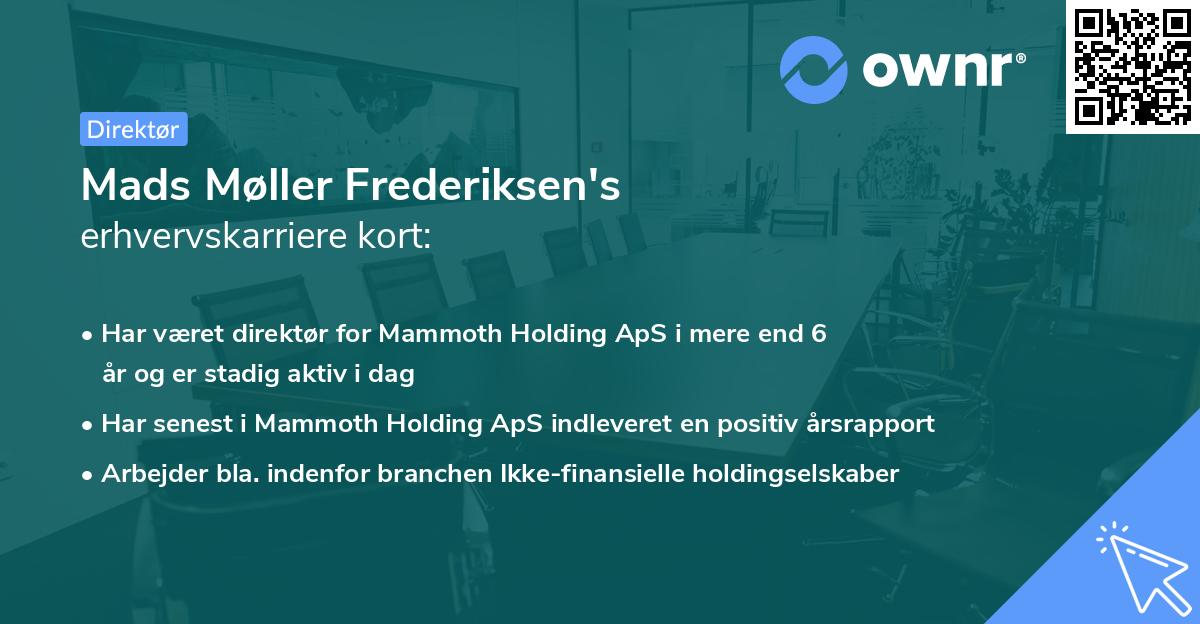 Mads Møller Frederiksen's erhvervskarriere kort